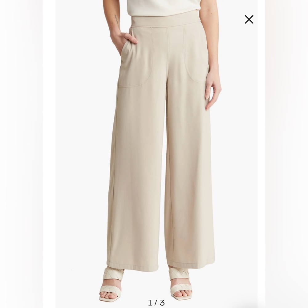 NEW Max Studio Beige Wide-Leg Pants Size Medium